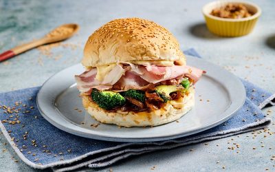 Porchetta Burger with broccoli